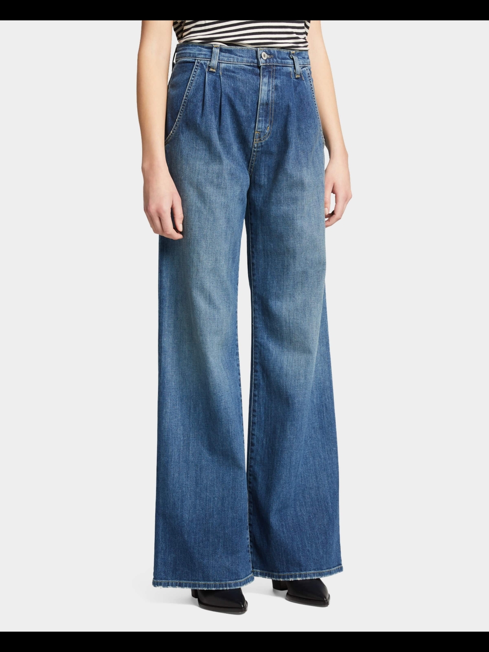 Nili Lotan Wide-Leg High-Waist Jeans - Blue Denim